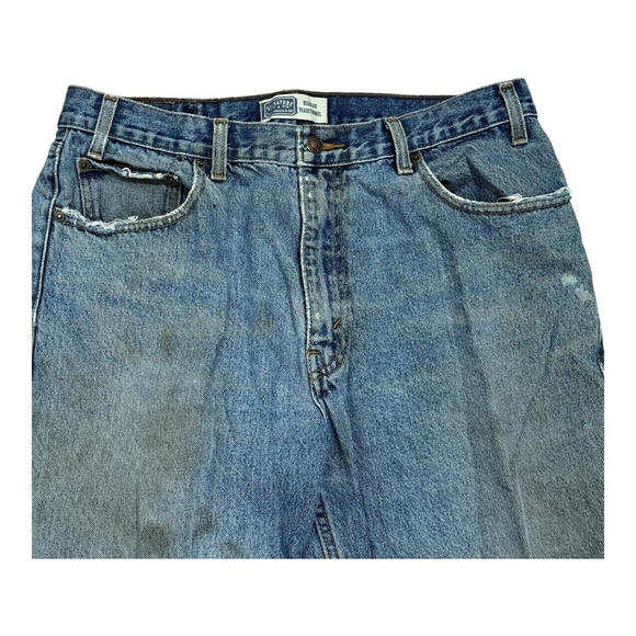 Signature Levi Strauss Jeans Mens 36x30 Regular Fit Distressed Denim Workwear - Picture 2 of 12